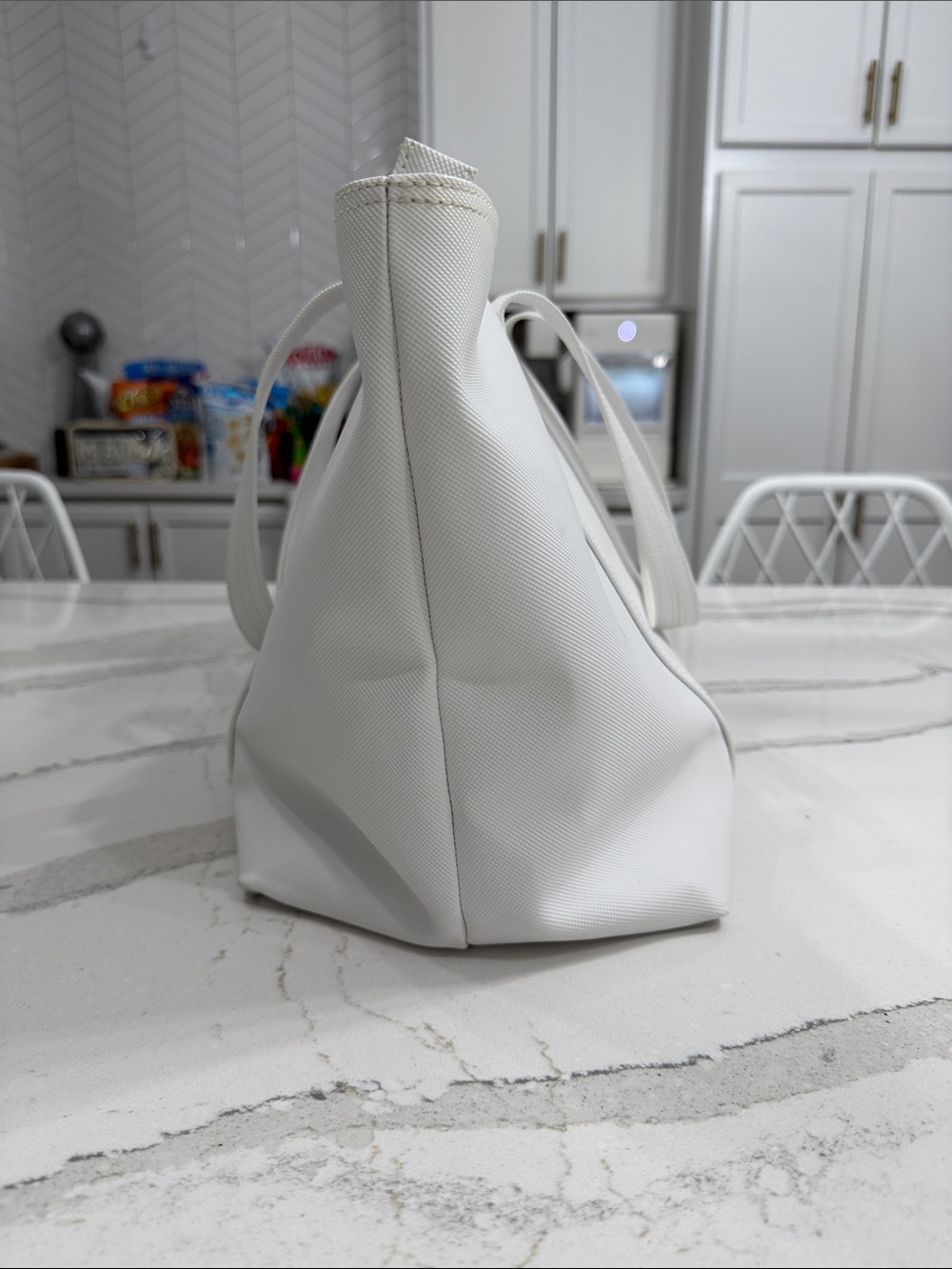 Lacoste White PVC Textured Tote Bag - Picture 5 of 12